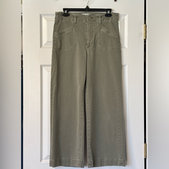 PAIGE Denim - Paige Anessa High Rise Wide Leg Welt Utility Pocket Cropped Jeans Size 28 EUC